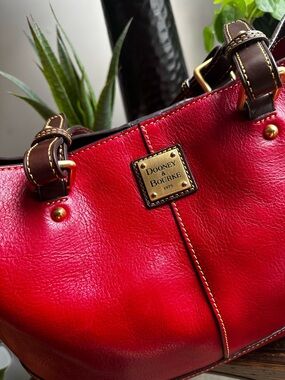 Dooney & Bourke Rare Rouge Red Toledo Florentine Leather Chelsea Tote